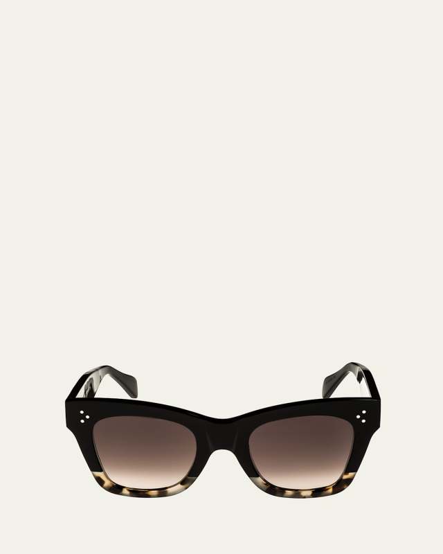 Two-Tone Gradient Cat-Eye Sunglasses, Black